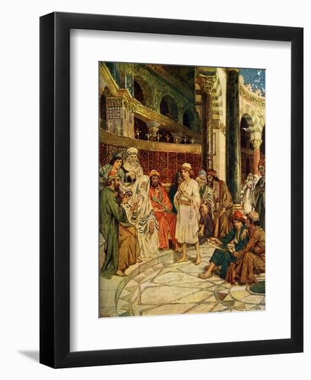 The boy Jesus at the temple - Bible-William Brassey Hole-Framed Premium Giclee Print