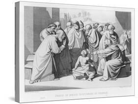 The Boy Jesus Discusses Theology with the Doctors in the Temple of Jerusalem-Friedrich Overbeck-Stretched Canvas