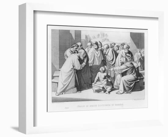 The Boy Jesus Discusses Theology with the Doctors in the Temple of Jerusalem-Friedrich Overbeck-Framed Art Print