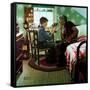 The Boy Who Put the World on Wheels (or The Inventor)-Norman Rockwell-Framed Stretched Canvas