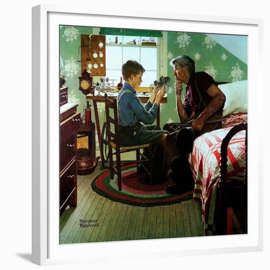 The Boy Who Put the World on Wheels (or The Inventor)-Norman Rockwell-Framed Giclee Print