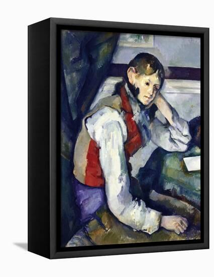 The Boy with the Red Vest-Paul Cézanne-Framed Stretched Canvas