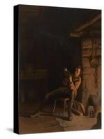 The Boyhood of Lincoln. (An Evening in the Log Hut.), 1868 (Chromolithograph on Paper on Board)-Eastman Johnson-Stretched Canvas