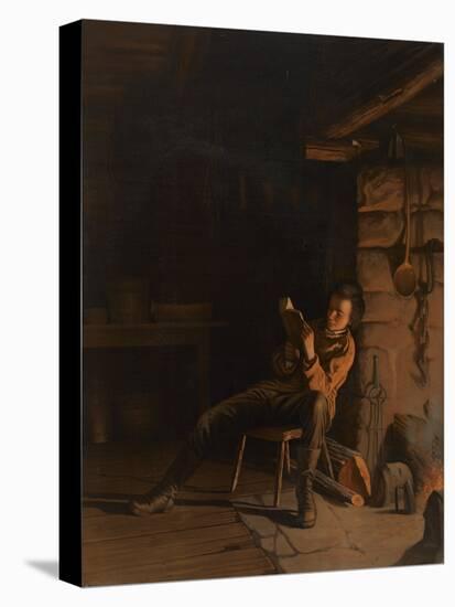 The Boyhood of Lincoln. (An Evening in the Log Hut.), 1868 (Chromolithograph on Paper on Board)-Eastman Johnson-Stretched Canvas