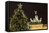 The Brandenburg Gate and Christmas Tree, Berlin, Germany, Europe-Miles Ertman-Framed Stretched Canvas