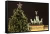 The Brandenburg Gate and Christmas Tree, Berlin, Germany, Europe-Miles Ertman-Framed Stretched Canvas