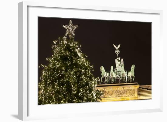 The Brandenburg Gate and Christmas Tree, Berlin, Germany, Europe-Miles Ertman-Framed Photographic Print