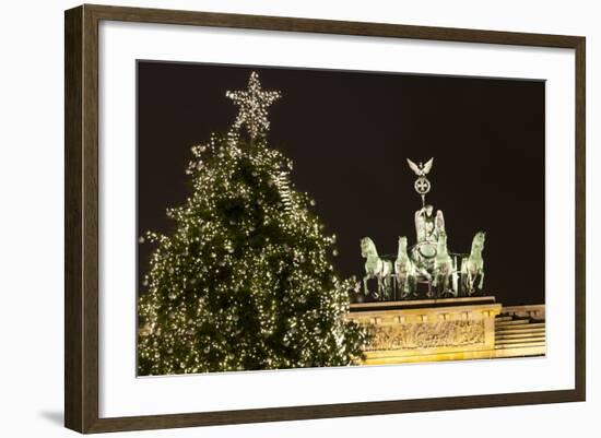 The Brandenburg Gate and Christmas Tree, Berlin, Germany, Europe-Miles Ertman-Framed Photographic Print