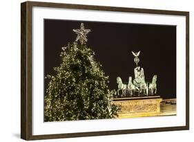 The Brandenburg Gate and Christmas Tree, Berlin, Germany, Europe-Miles Ertman-Framed Photographic Print