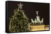 The Brandenburg Gate and Christmas Tree, Berlin, Germany, Europe-Miles Ertman-Framed Stretched Canvas