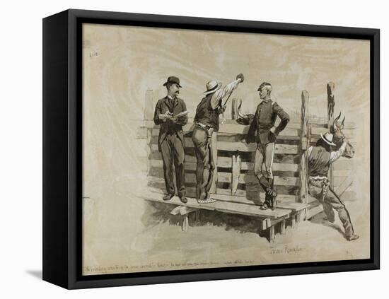 The Branding Chute-Frederic Remington-Framed Stretched Canvas