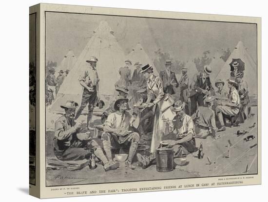 The Brave and the Fair, Troopers Entertaining Friends at Lunch in Camp at Pietermaritzburg-Frederic De Haenen-Stretched Canvas