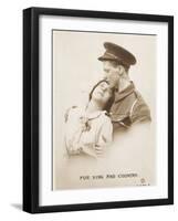 The Brave Soldier Must Leave His Girl to Fight for King and Country-null-Framed Photographic Print
