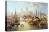 The Brayford Pool and Lincoln Cathedral-John Wilson Carmichael-Stretched Canvas