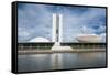 The Brazilian Congress, Brasilia, UNESCO World Heritage Site, Brazil, South America-Michael Runkel-Framed Stretched Canvas