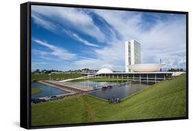 The Brazilian Congress, Brasilia, UNESCO World Heritage Site, Brazil, South America-Michael Runkel-Framed Stretched Canvas