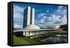 The Brazilian Congress, Brasilia, UNESCO World Heritage Site, Brazil, South America-Michael Runkel-Framed Stretched Canvas