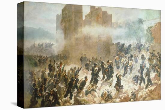 The Breach of Porta Pia in Rome, September 20, 1870-Carlo Ademollo-Stretched Canvas