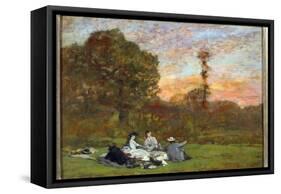 The Breakfast on the Grass 'Painting by Eugene Louis Boudin (1824-1898) 1866 Sun. 0,17X0,25 M Paris-Eugene Louis Boudin-Framed Stretched Canvas