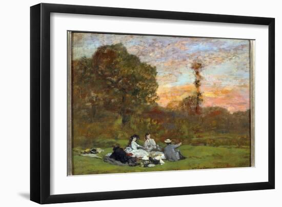 The Breakfast on the Grass 'Painting by Eugene Louis Boudin (1824-1898) 1866 Sun. 0,17X0,25 M Paris-Eugene Louis Boudin-Framed Giclee Print