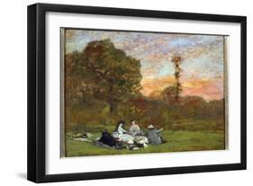 The Breakfast on the Grass 'Painting by Eugene Louis Boudin (1824-1898) 1866 Sun. 0,17X0,25 M Paris-Eugene Louis Boudin-Framed Giclee Print