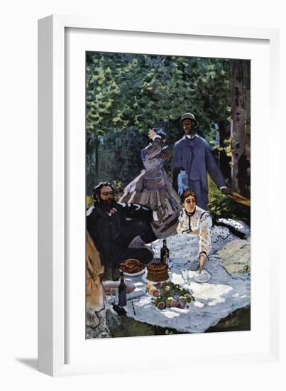 The Breakfast Outdoors, Central Section-Claude Monet-Framed Art Print