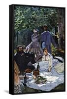 The Breakfast Outdoors, Central Section-Claude Monet-Framed Stretched Canvas