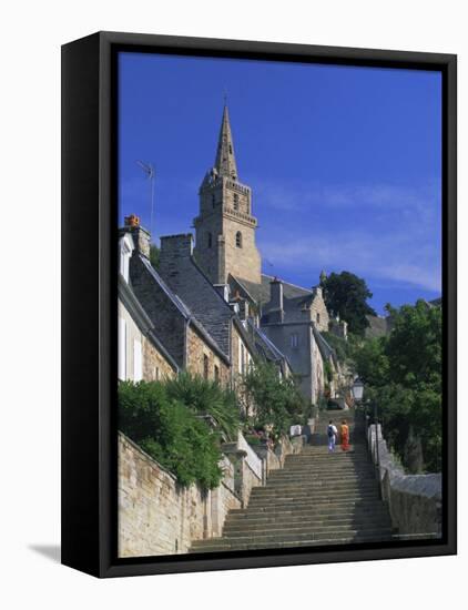 The Brelevenez Church and Steps, Lannion, Cotes d'Armor, Brittany, France, Europe-Ruth Tomlinson-Framed Stretched Canvas