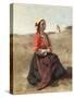 The Breton in Prayer-Jean-Baptiste-Camille Corot-Stretched Canvas