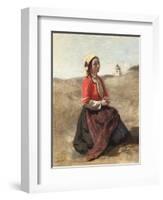 The Breton in Prayer-Jean-Baptiste-Camille Corot-Framed Giclee Print