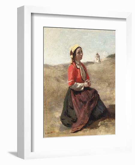 The Breton in Prayer-Jean-Baptiste-Camille Corot-Framed Giclee Print