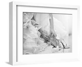 The Bride is Putting on Her Shoes for the Wedding Day-szefei-Framed Photographic Print