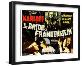 The Bride of Frankenstein, Boris Karloff, Elsa Lanchester, Colin Clive, Valerie Hobson, 1935-null-Framed Art Print