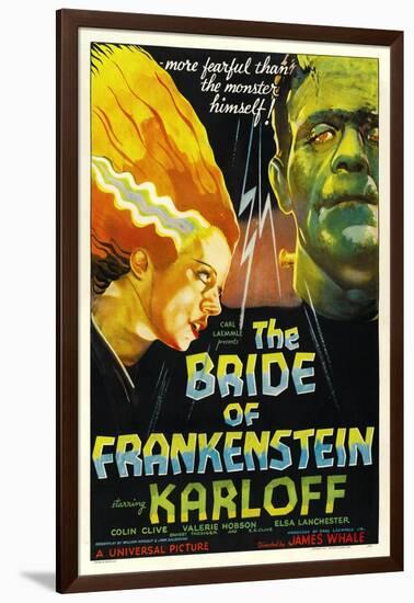 THE BRIDE OF FRANKENSTEIN, from left: Elsa Lanchester, Boris Karloff, 1935-null-Framed Art Print