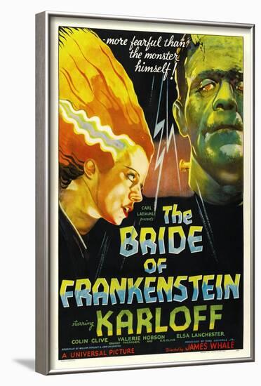 THE BRIDE OF FRANKENSTEIN, from left: Elsa Lanchester, Boris Karloff, 1935-null-Framed Art Print