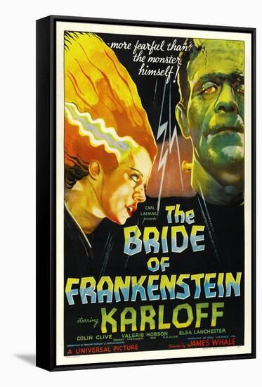 THE BRIDE OF FRANKENSTEIN, from left: Elsa Lanchester, Boris Karloff, 1935-null-Framed Stretched Canvas