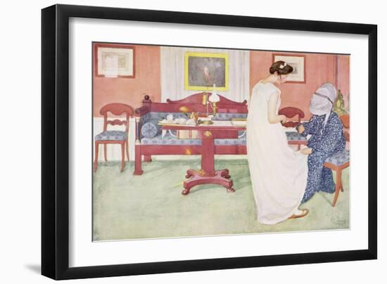 The Bridesmaid, Published in "Lasst Licht Hinin," ("Let in More Light") 1908-Carl Larsson-Framed Giclee Print
