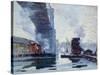 The Bridge, 1914 (Oil on Canvas)-Jonas Lie-Stretched Canvas