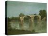 The Bridge at Ambrussum-Gustave Courbet-Stretched Canvas