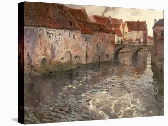 The Bridge at Antwerp (Or Oudenard), 1902-Fritz Thaulow-Stretched Canvas