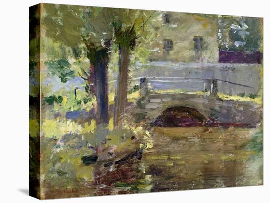 The Bridge at Giverny, 1891 (Oil on Wood)-Theodore Robinson-Stretched Canvas