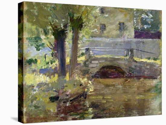 The Bridge at Giverny, 1891 (Oil on Wood)-Theodore Robinson-Stretched Canvas