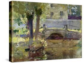 The Bridge at Giverny, 1891 (Oil on Wood)-Theodore Robinson-Stretched Canvas