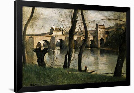 The Bridge at Mantes, 1868-Jean-Baptiste-Camille Corot-Framed Giclee Print