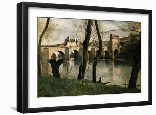 The Bridge at Mantes, 1868-Jean-Baptiste-Camille Corot-Framed Giclee Print