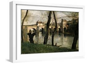 The Bridge at Mantes, 1868-Jean-Baptiste-Camille Corot-Framed Giclee Print