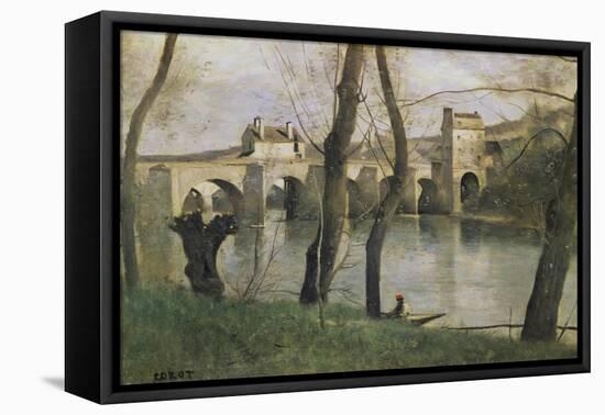 The Bridge at Mantes-Jean-Baptiste-Camille Corot-Framed Stretched Canvas