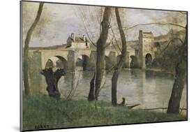 The Bridge at Mantes-Jean-Baptiste-Camille Corot-Mounted Giclee Print