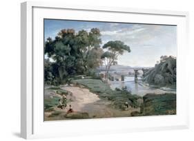 The Bridge at Narni, 1827-Jean-Baptiste-Camille Corot-Framed Giclee Print