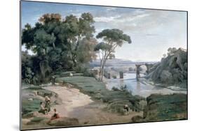 The Bridge at Narni, 1827-Jean-Baptiste-Camille Corot-Mounted Giclee Print